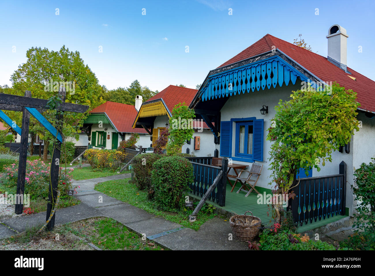 Traditionelle ungarische Dorf in Velem Novakfalva Stockfoto