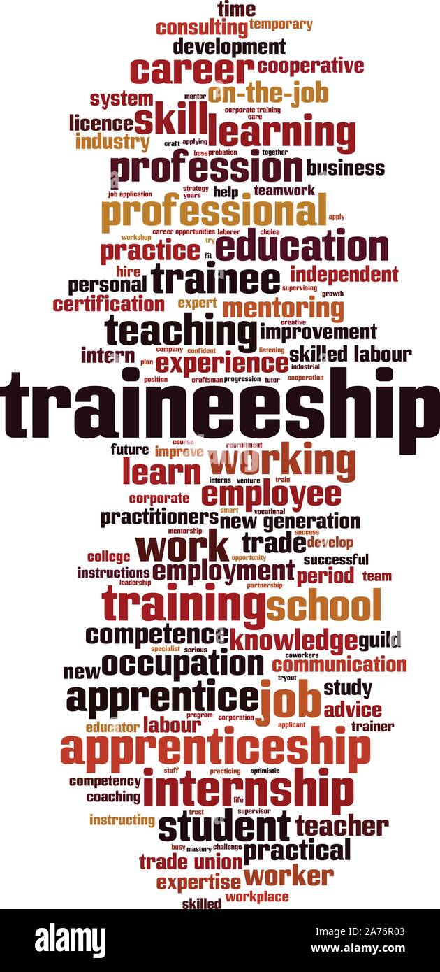Praktikum word cloud Konzept. Collage aus Worte über Praktikum an. Vector Illustration Stock Vektor