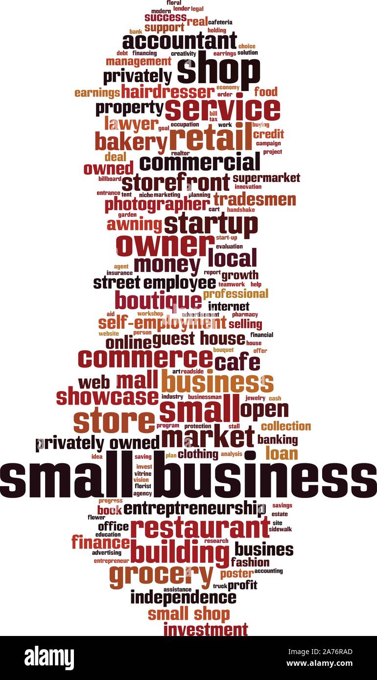 Small Business word cloud Konzept. Collage aus Worte über kleine Unternehmen. Vector Illustration Stock Vektor