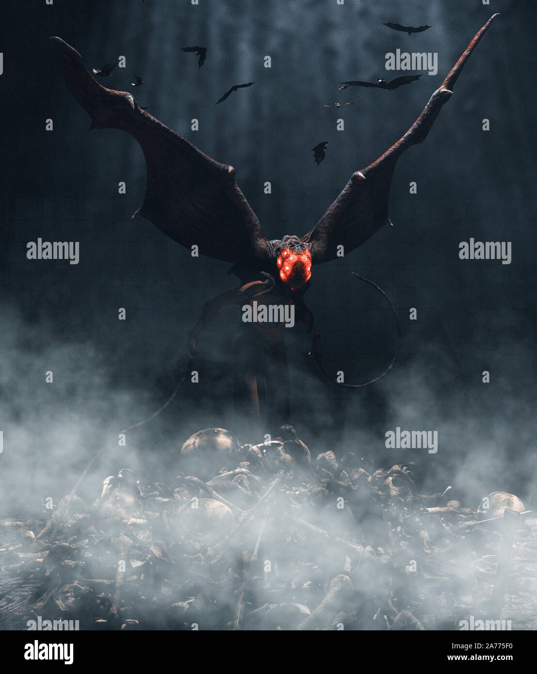 Monster im Dunkeln, Frau Kreaturen, 3D-Illustration** 3D-Figuren Stockfoto