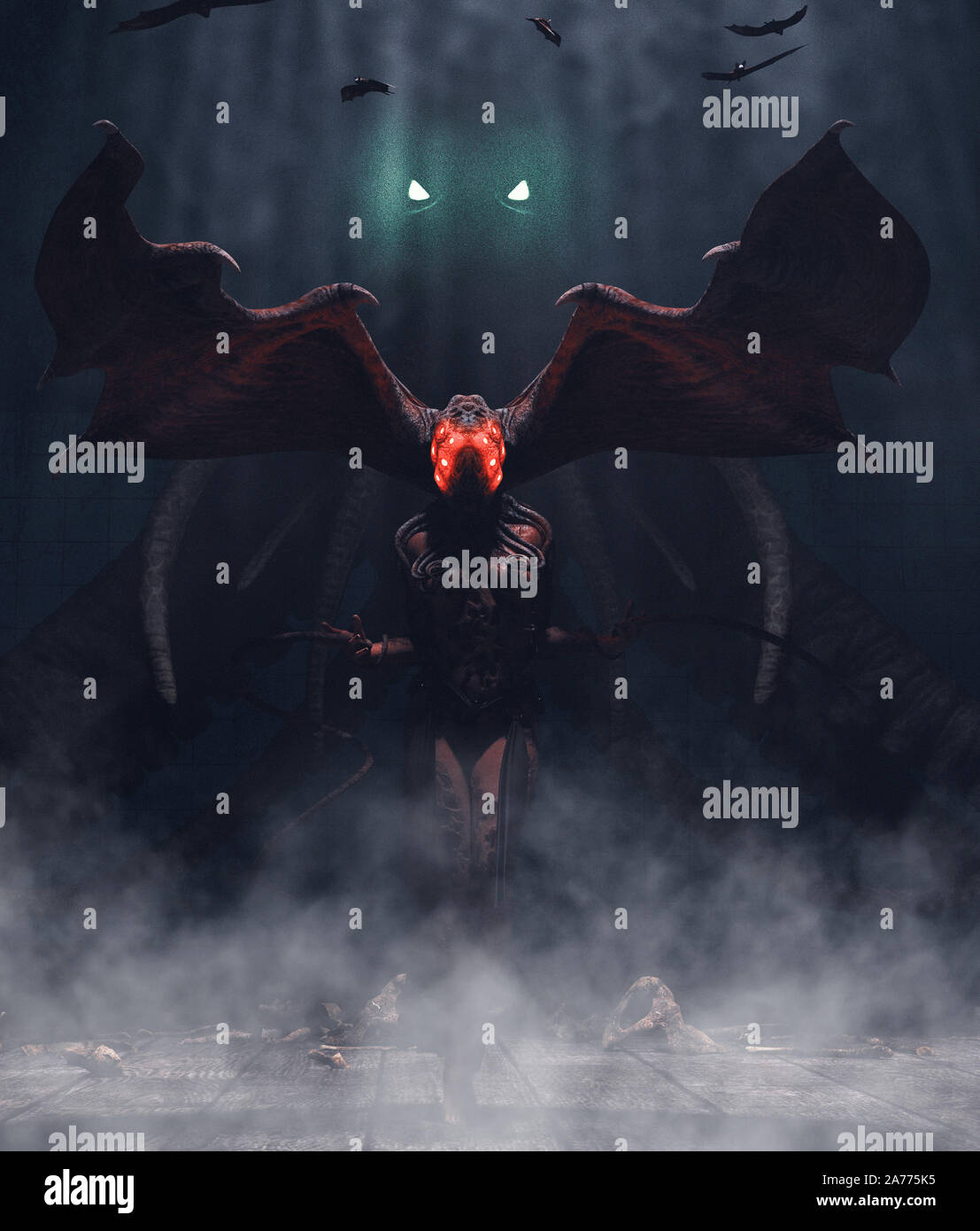 Monster im Dunkeln, Frau Kreaturen, 3D-Illustration** 3D-Figuren Stockfoto