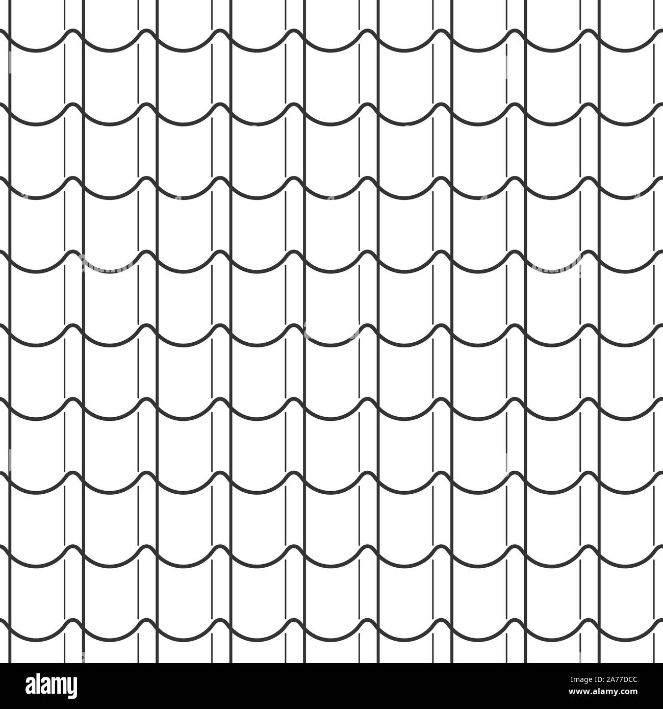 Zusammenfassung nahtlose Fish scale Pattern, schwarze und weiße Fliesen Dach im asiatischen Stil. Design geometrischen Textur für Drucken. Linear, Vector Illustration Stock Vektor