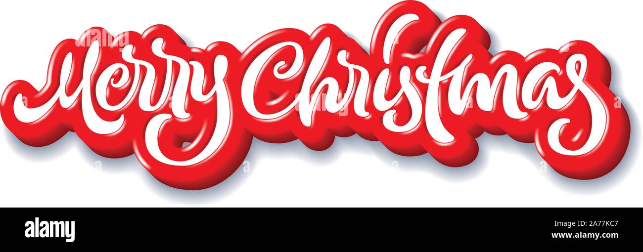 Frohe Weihnachten kalligrafischen handdrawn Schriftzug mit Puffy jelly Stil Stock Vektor