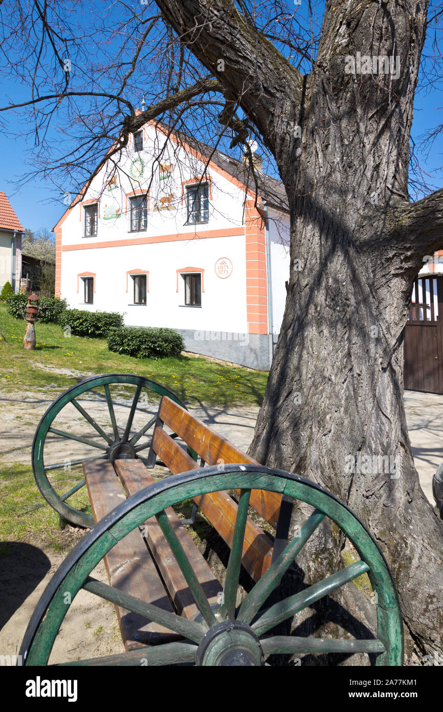 Vesnice Holasovice (UNESCO), selske baroko 19. stol., Jizni Cechy, Ceska Republika/Holasovice Dorf (UNESCO), Südböhmen, Tschechische Republik Stockfoto