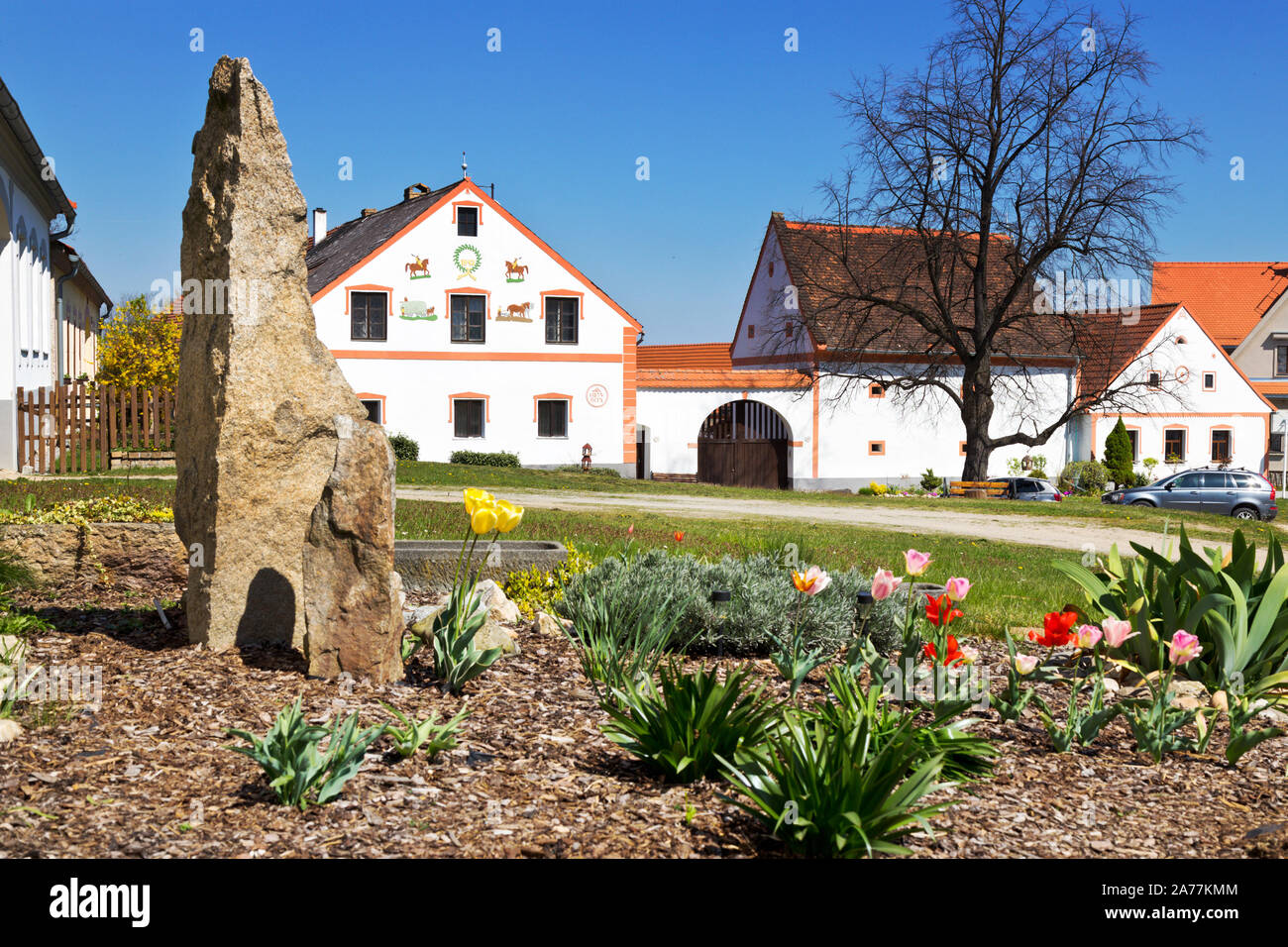 Vesnice Holasovice (UNESCO), selske baroko 19. stol., Jizni Cechy, Ceska Republika/Holasovice Dorf (UNESCO), Südböhmen, Tschechische Republik Stockfoto