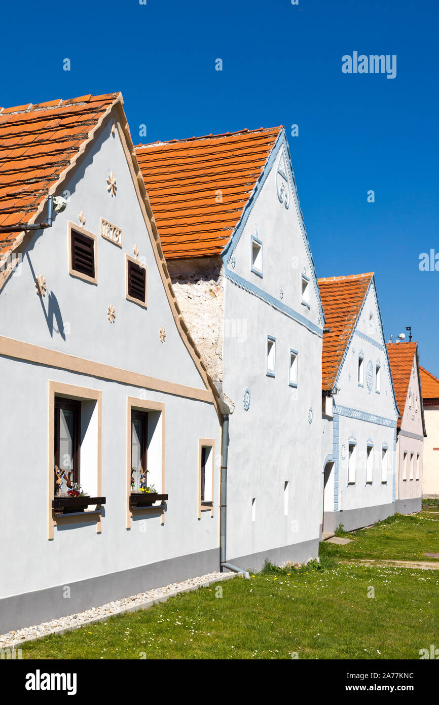 Vesnice Holasovice (UNESCO), selske baroko 19. stol., Jizni Cechy, Ceska Republika/Holasovice Dorf (UNESCO), Südböhmen, Tschechische Republik Stockfoto