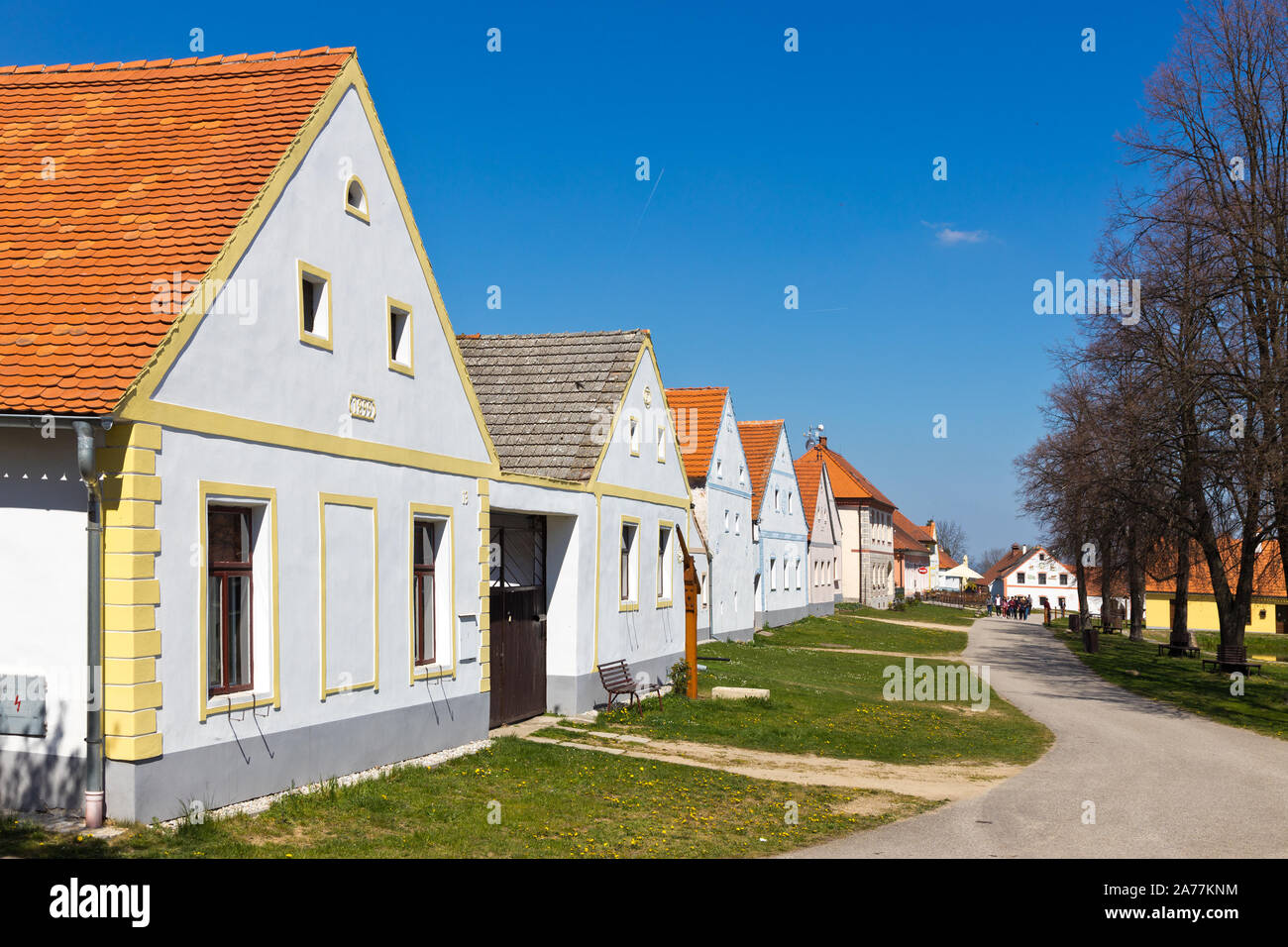 Vesnice Holasovice (UNESCO), selske baroko 19. stol., Jizni Cechy, Ceska Republika/Holasovice Dorf (UNESCO), Südböhmen, Tschechische Republik Stockfoto