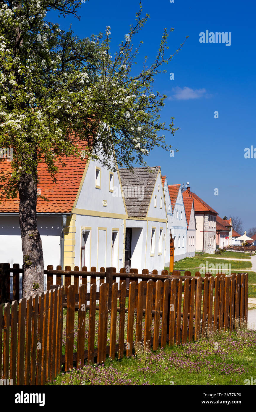 Vesnice Holasovice (UNESCO), selske baroko 19. stol., Jizni Cechy, Ceska Republika/Holasovice Dorf (UNESCO), Südböhmen, Tschechische Republik Stockfoto