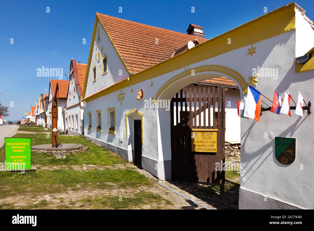 Vesnice Holasovice (UNESCO), selske baroko 19. stol., Jizni Cechy, Ceska Republika/Holasovice Dorf (UNESCO), Südböhmen, Tschechische Republik Stockfoto
