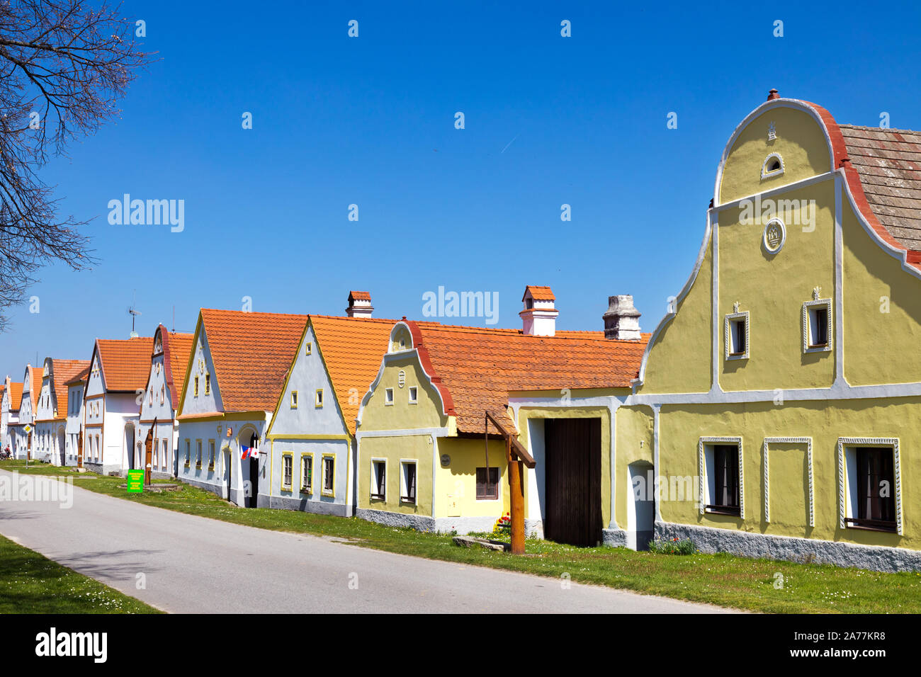 Vesnice Holasovice (UNESCO), selske baroko 19. stol., Jizni Cechy, Ceska Republika/Holasovice Dorf (UNESCO), Südböhmen, Tschechische Republik Stockfoto