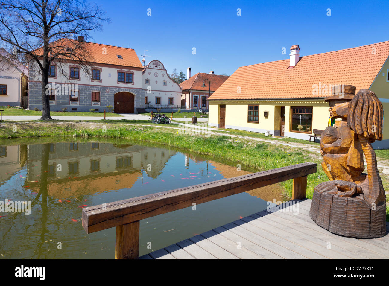 Vesnice Holasovice (UNESCO), selske baroko 19. stol., Jizni Cechy, Ceska Republika/Holasovice Dorf (UNESCO), Südböhmen, Tschechische Republik Stockfoto