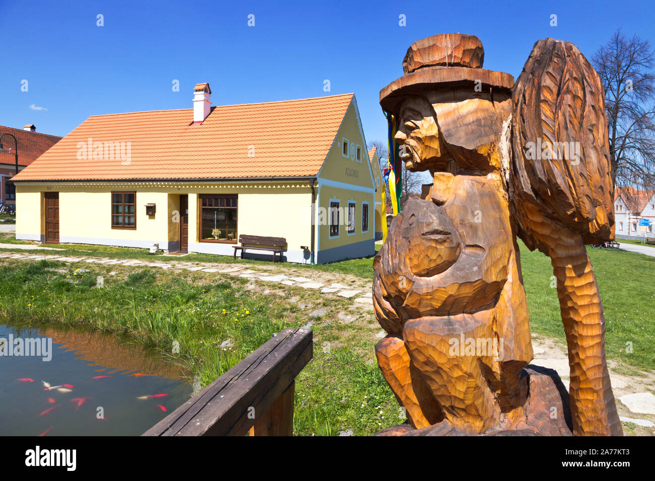 Vesnice Holasovice (UNESCO), selske baroko 19. stol., Jizni Cechy, Ceska Republika/Holasovice Dorf (UNESCO), Südböhmen, Tschechische Republik Stockfoto
