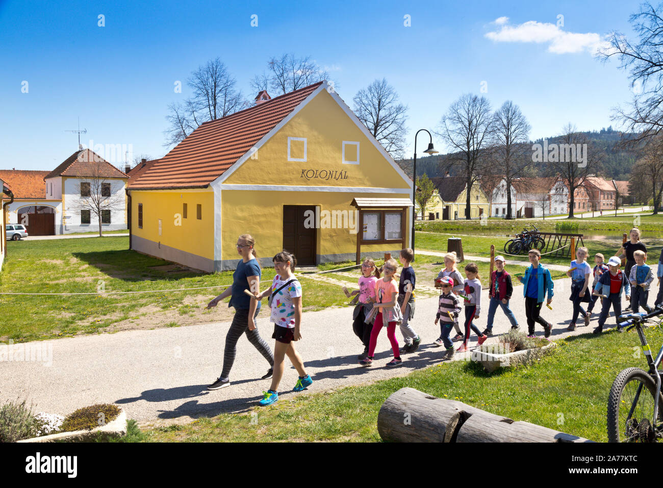 Vesnice Holasovice (UNESCO), selske baroko 19. stol., Jizni Cechy, Ceska Republika/Holasovice Dorf (UNESCO), Südböhmen, Tschechische Republik Stockfoto