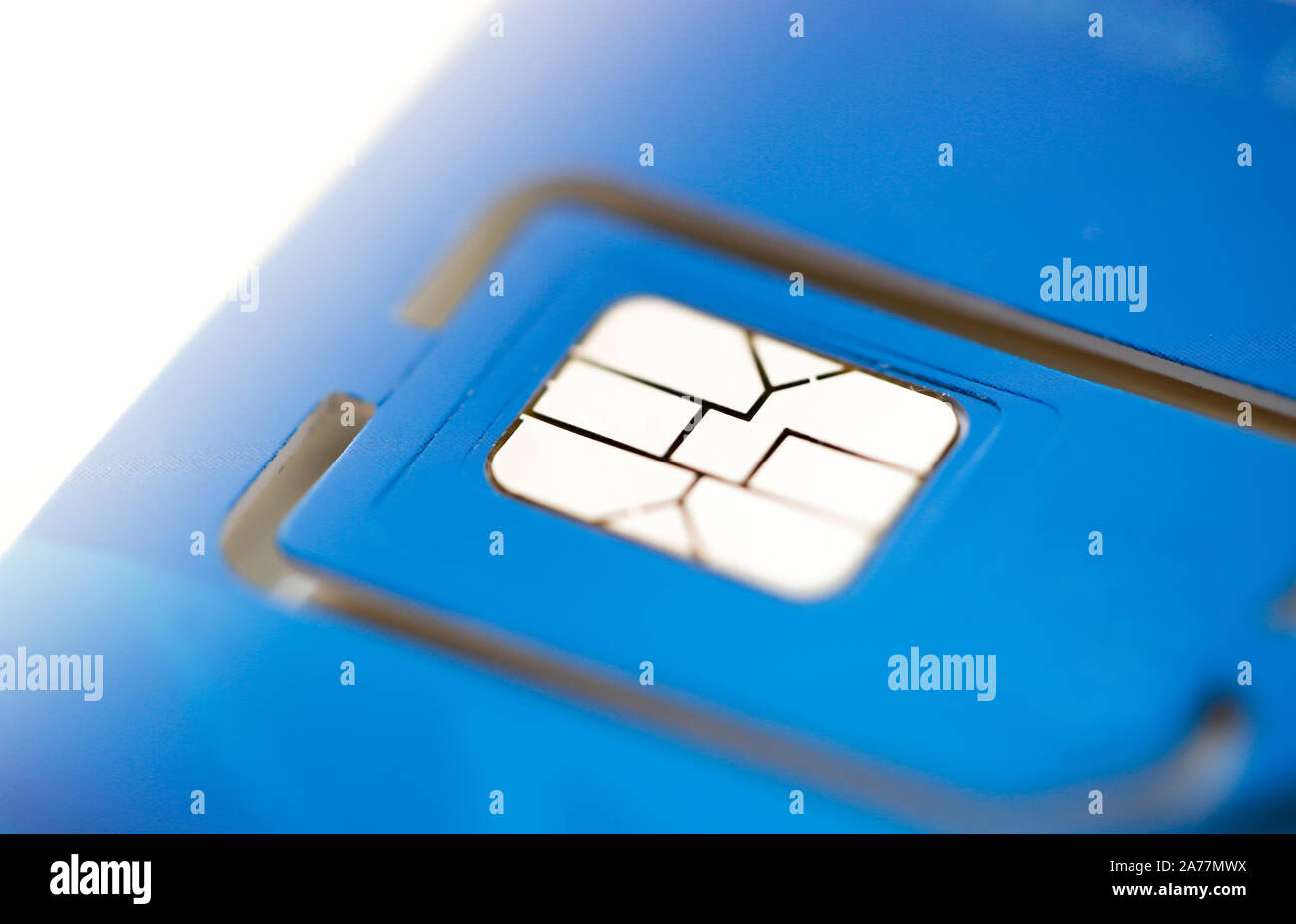 Handy sim-karte Detailansicht auf Blue Card Stockfoto