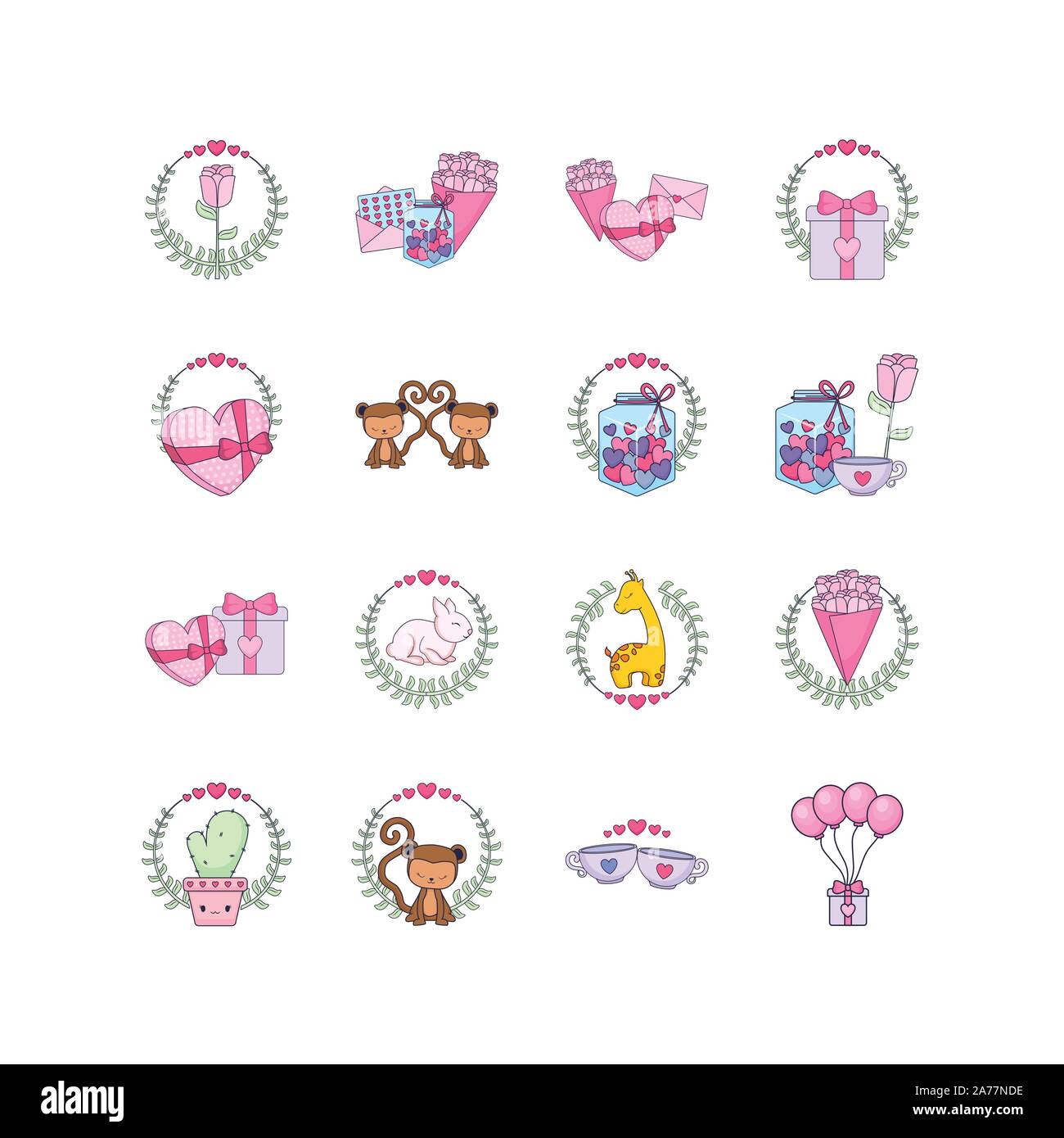 Geschenke und Liebe icon Pack Set, Hochwertige Sorte Symbole Vector Illustration Stock Vektor