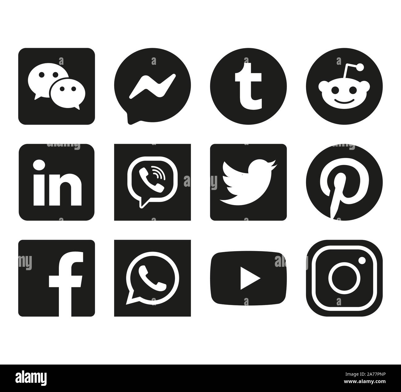 18, Oktober, 2019. Minsk, Weißrussland. Social Networks Symbole. Vector Illustration, flache Bauweise Stock Vektor