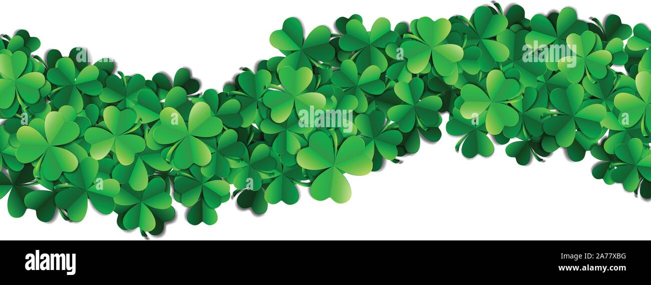 Saint Patricks Day Hintergrund mit gesprüht grünen Klee Blätter oder Shamrocks Stock Vektor