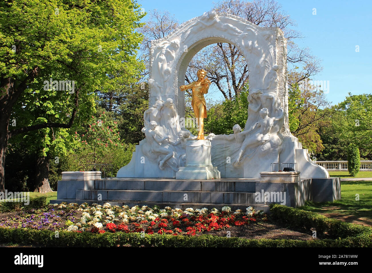 Denkmal für Johann Strauß in Wien Stockfoto