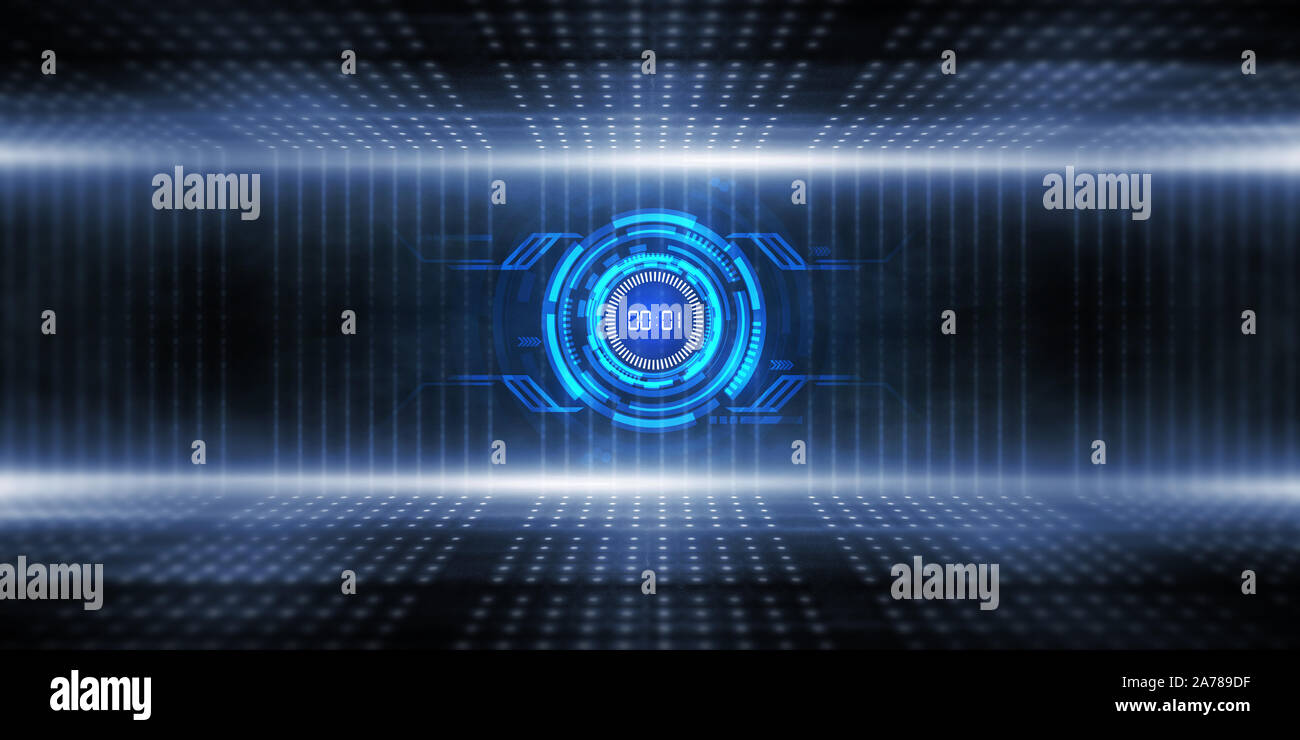 Abstrakte futuristische Technologie Hintergrund mit digitaler Timer Konzept Anzahl und Countdown transparent Stockfoto