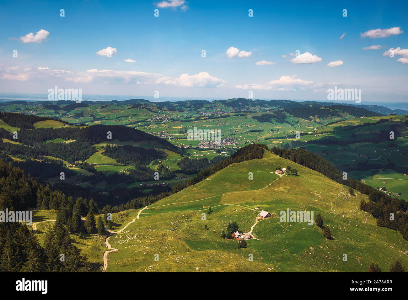 Panoramablick von der Ebenalp Berg in der Schweiz Stockfoto