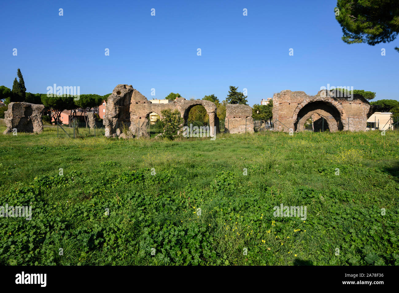 Rom. Italien. Parco degli Acquedotti, Überreste der antiken römischen Villa delle Vignacce. Stockfoto