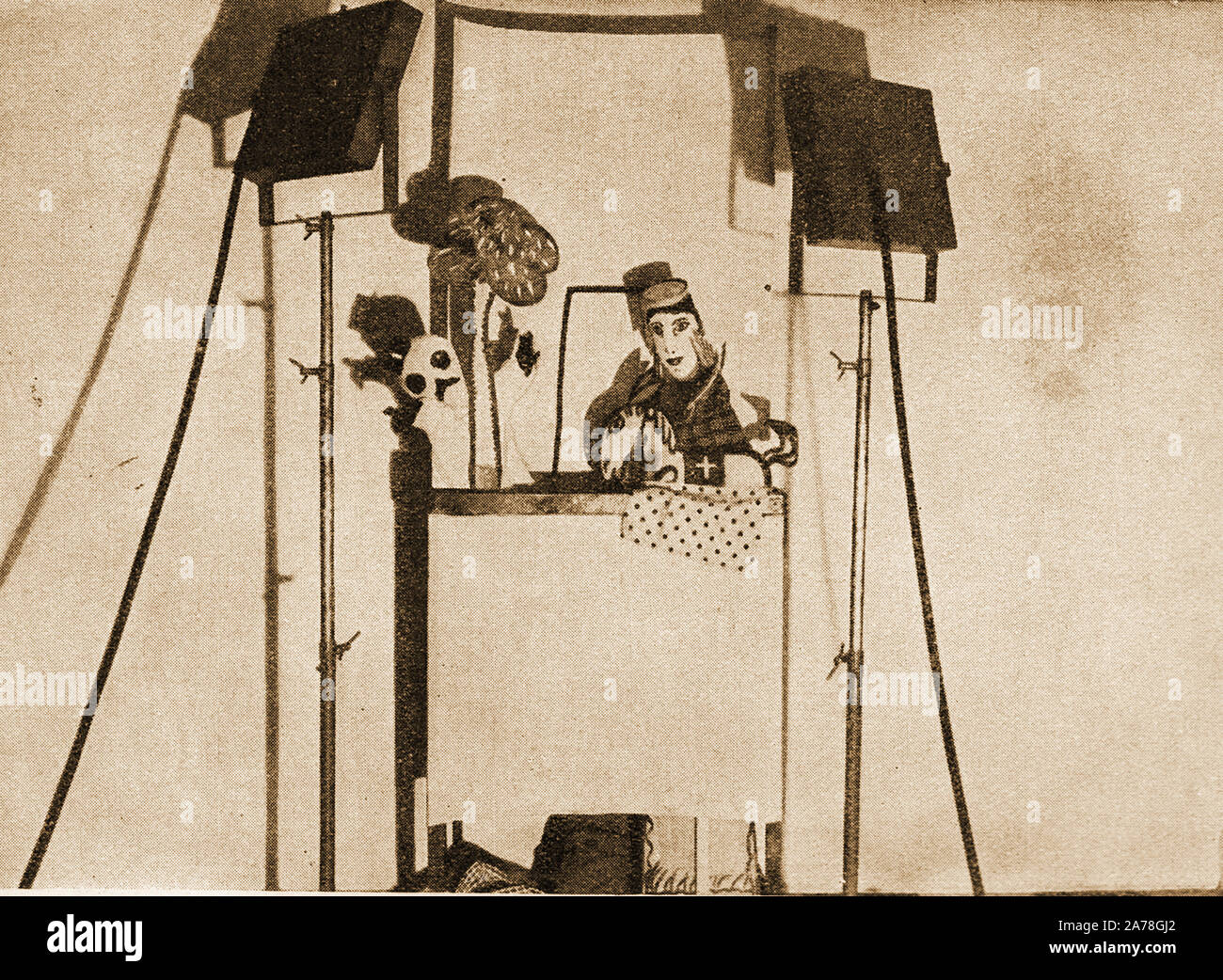 C 1930 - FRÜHEN TAGEN DER Britischen Fernsehen - oder eine Marionette Marionette (Pantopuck Marionette) zeigen Stockfoto