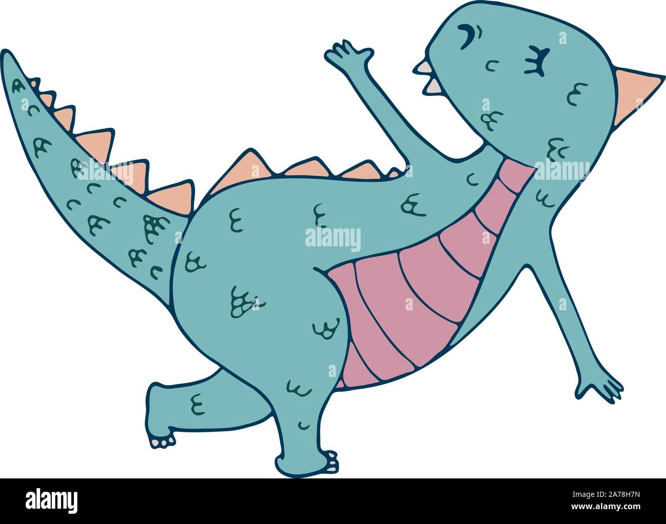Dinosaurier in Yoga Asanas, Hand gezeichnet Vector Illustration Stock Vektor