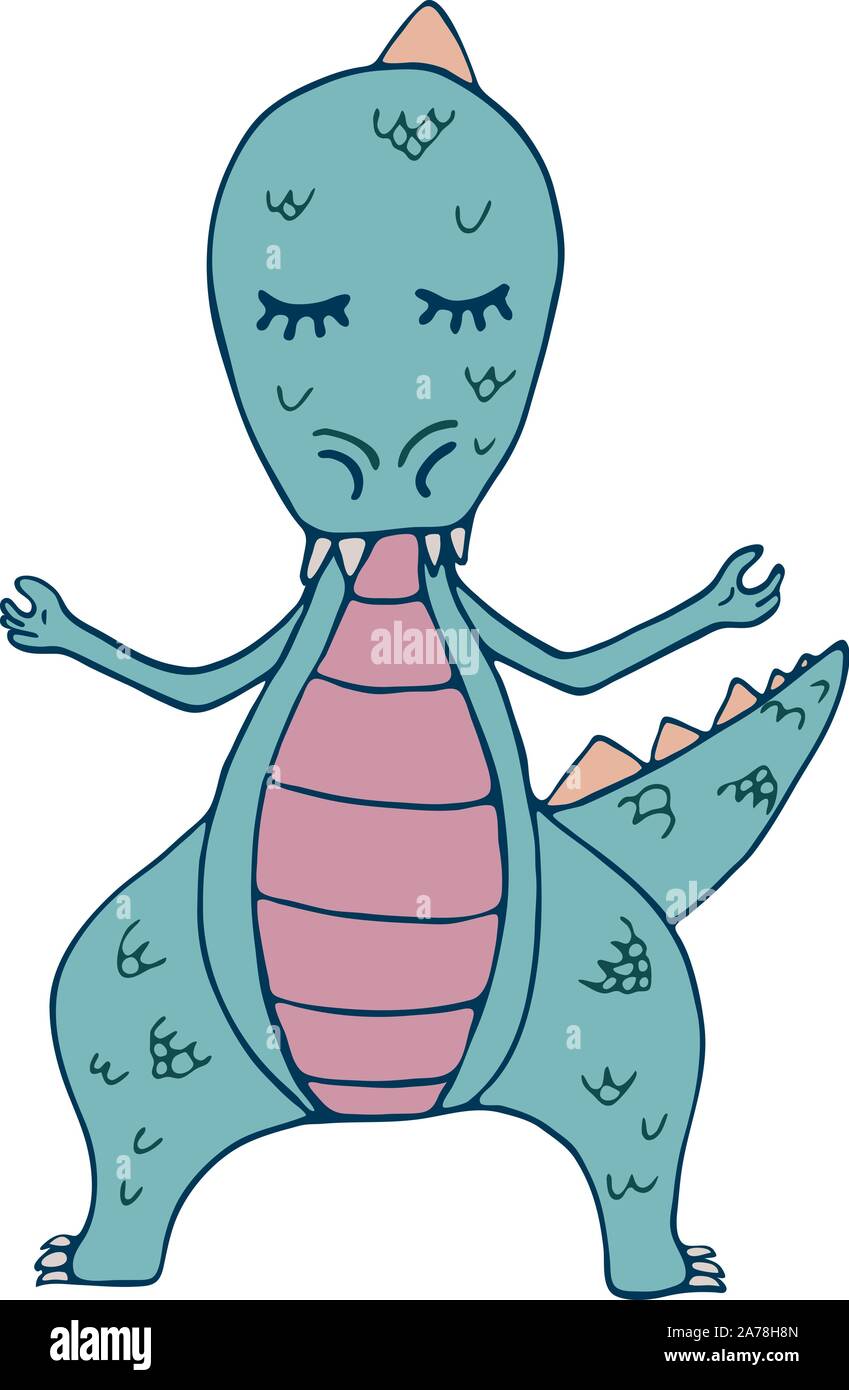 Dinosaurier in Yoga Asanas, Hand gezeichnet Vector Illustration Stock Vektor