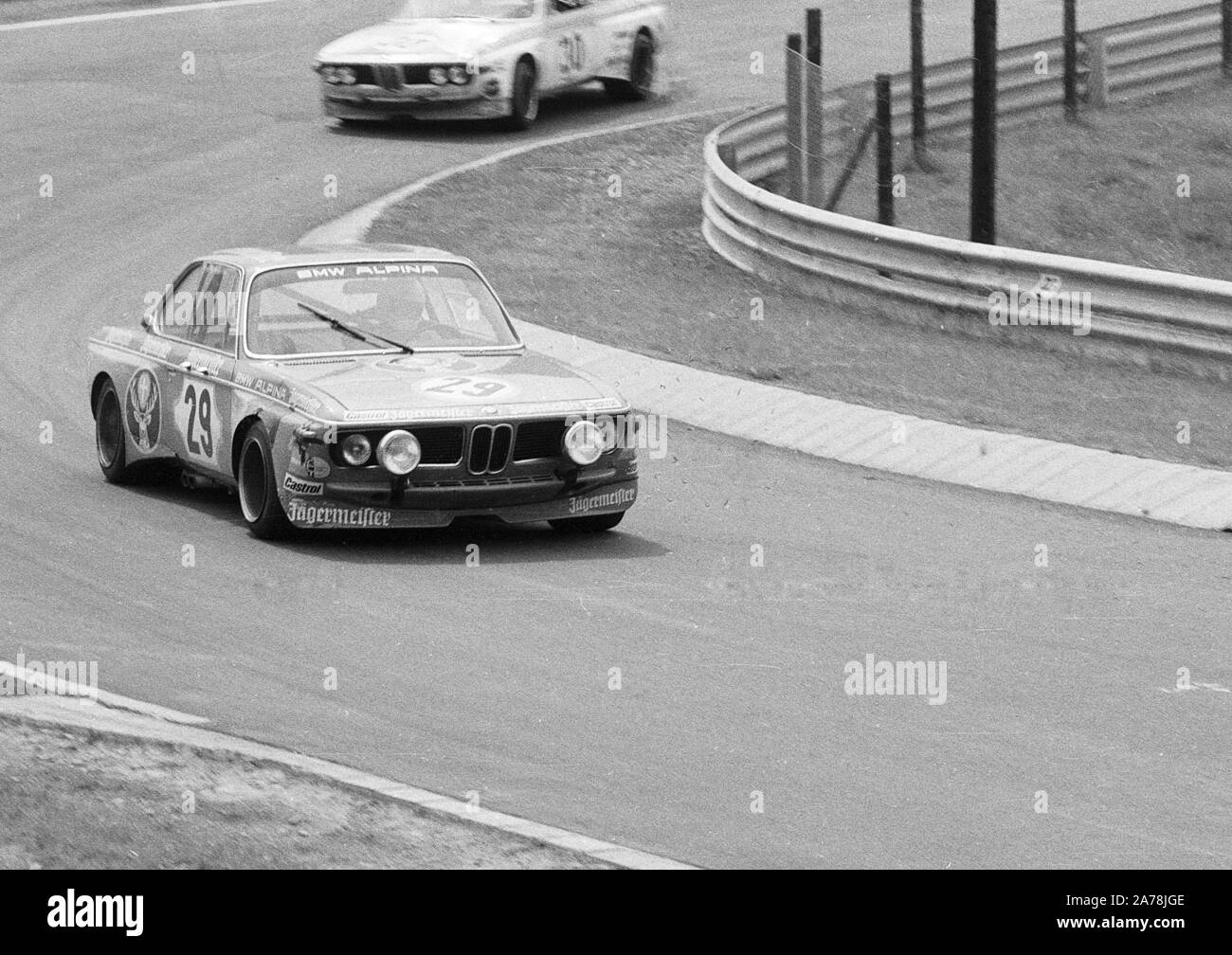 BMW Alpina 3,0 CSL beim Tourenwagen-Rennen 1970s auf dem Nürburgring Stockfoto