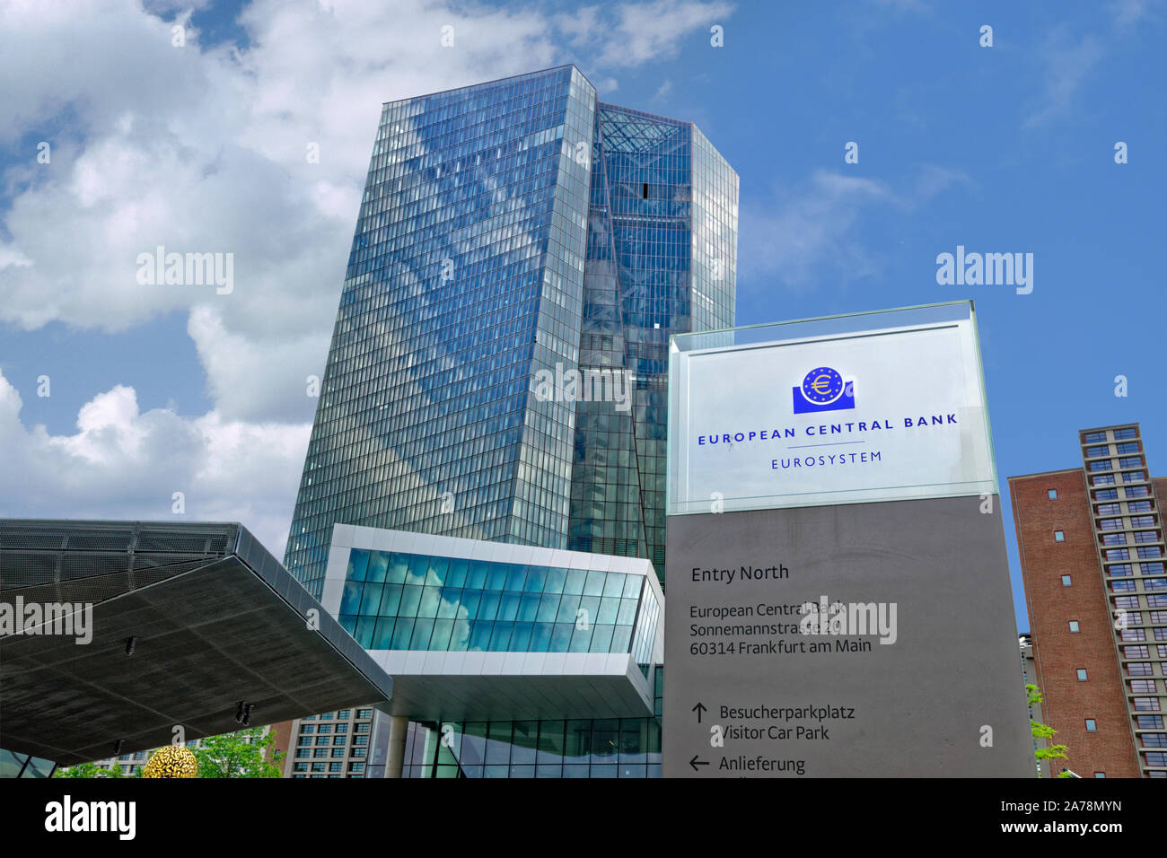 Die neue Europäische Zentralbank Hauptquartier, in 2014 geöffnet, in Ostende, Frankfurt, Deutschland. Stockfoto