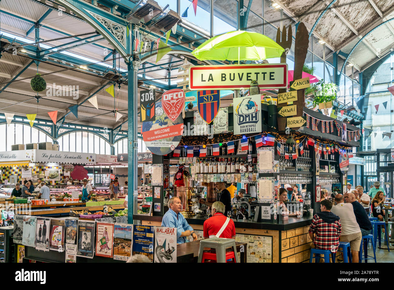 Markthalle, La Buvette Des Halles, Dijon, Frankreich, Stockfoto