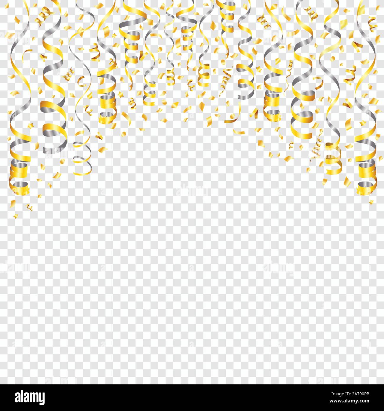 Golden Streamer und Konfetti Stock Vektor