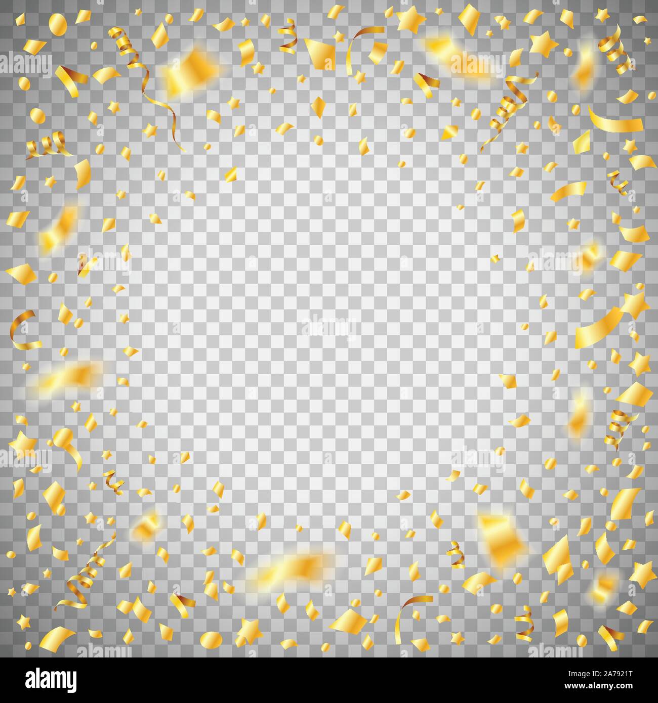 Golden Streamer und Konfetti Frame Stock Vektor