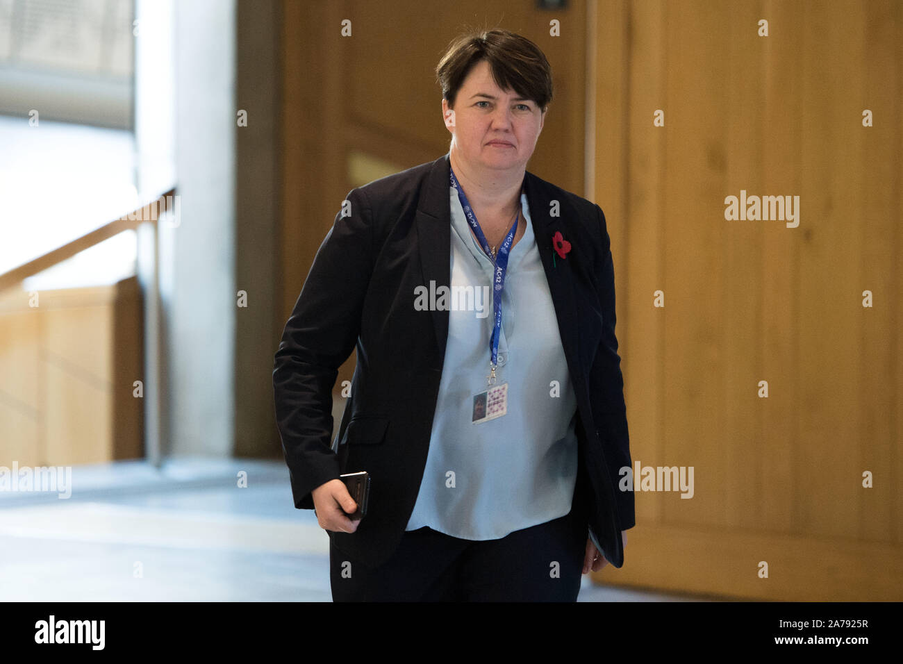 Edinburgh, Großbritannien. 31 Okt, 2019. Edinburgh, 31. Oktober 2019. Bild: Ruth Davidson MSP - der ehemalige Führer der Schottischen Konservativen und Unionist Party. Wöchentliche Sitzung des Ersten Minister Fragen an das schottische Parlament. Credit: Colin Fisher/Alamy leben Nachrichten Stockfoto