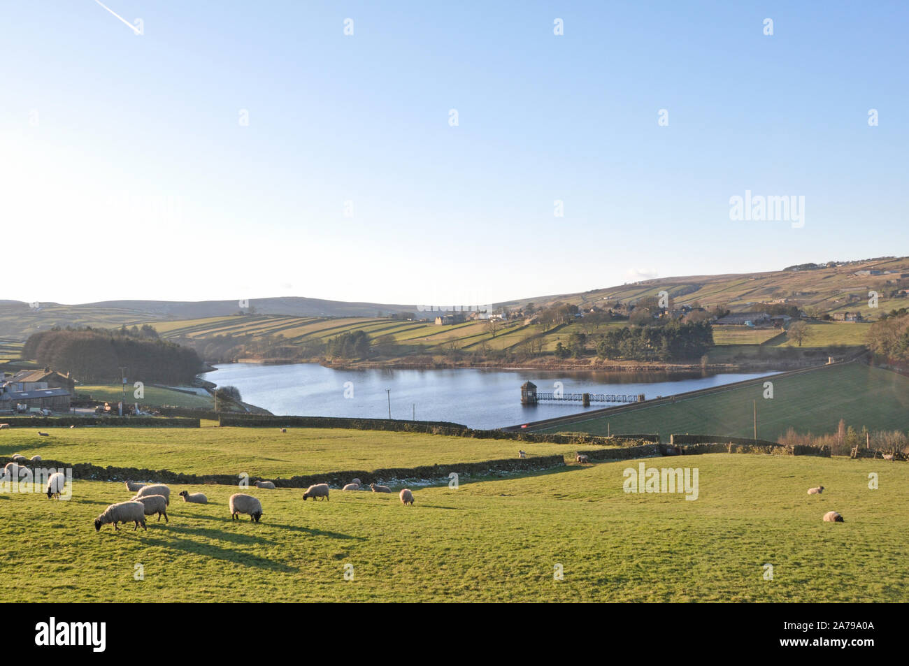 Bronte Country, Haworth Moor, untere Laithe Reservoir, Yorkshire Stockfoto