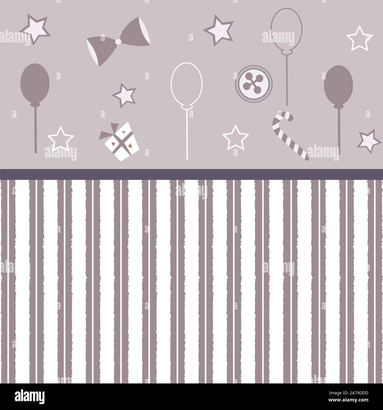 Cute mädchenhafte Rahmen mit Ballons, Bögen, Geschenk, Taste, Sterne und Streifen. Toll für Wand Kunst, Scrapbook, Notebook, Super für die Wand art design, Decken, Stock Vektor