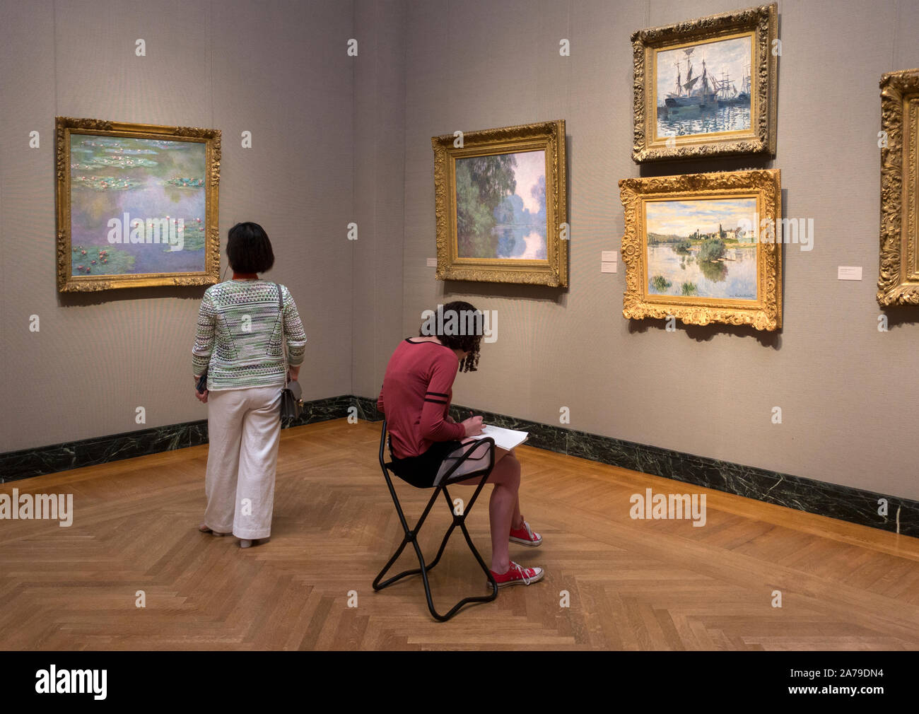 Kunstunterricht im Museum of Fine Arts Boston Stockfoto