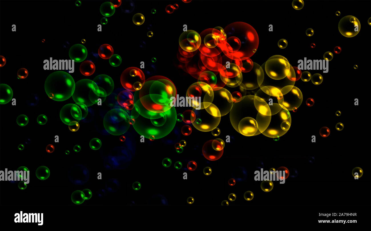 Grün, Blau, Rot, Grün, Gelb und Schwarz bokeh Hintergrund Stockfoto