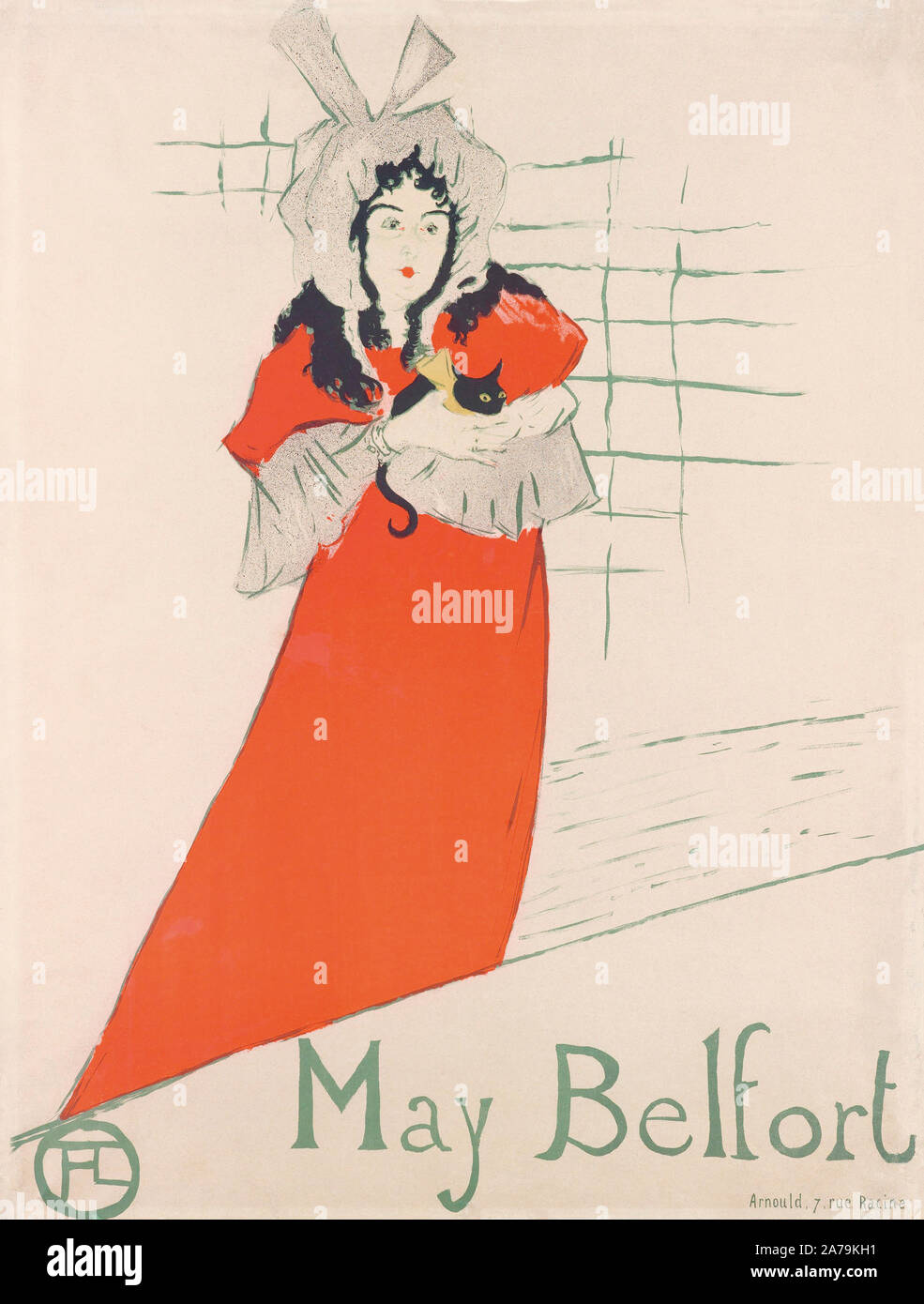 Mai Belfort, Poster von Henri de Toulouse-Lautrec. Mai Belfort (real Name kann Egan) war ein irischer Sänger, die in den Pariser Nachtclubs im Jahr 1890 durchgeführt. Sie war ein beliebtes Modell von Toulouse-Lautrec. Stockfoto