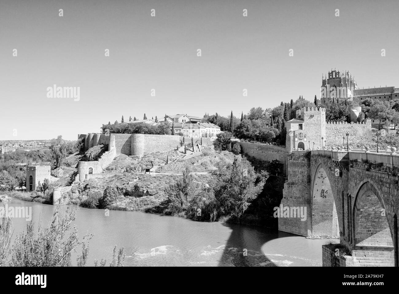 San Martin Brücke über den Tejo in Toledo, Spanien Stockfoto