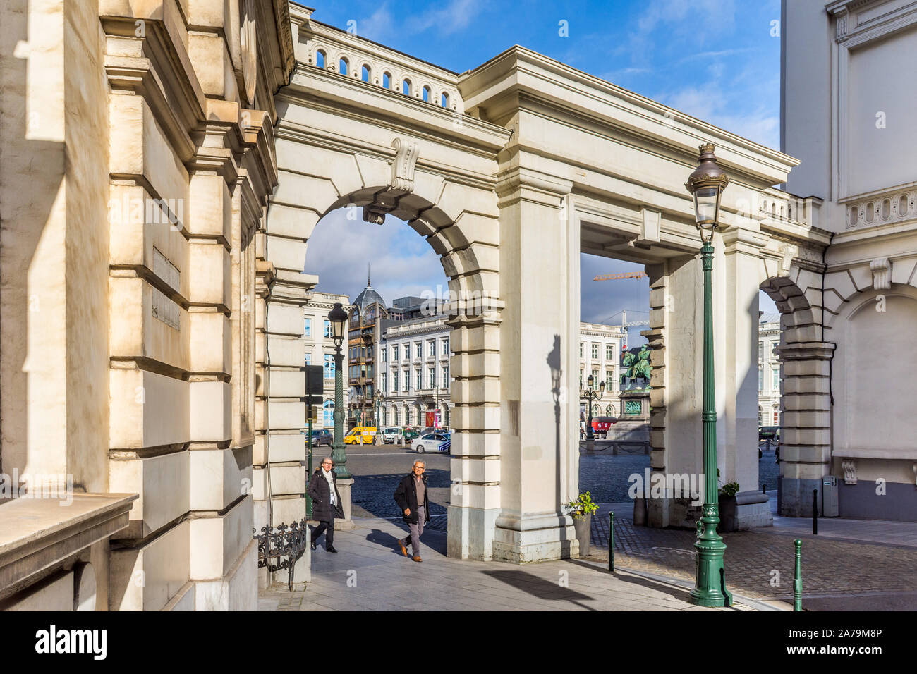 Torbogen Tor zum Place Royale, Brüssel, Belgien. Stockfoto