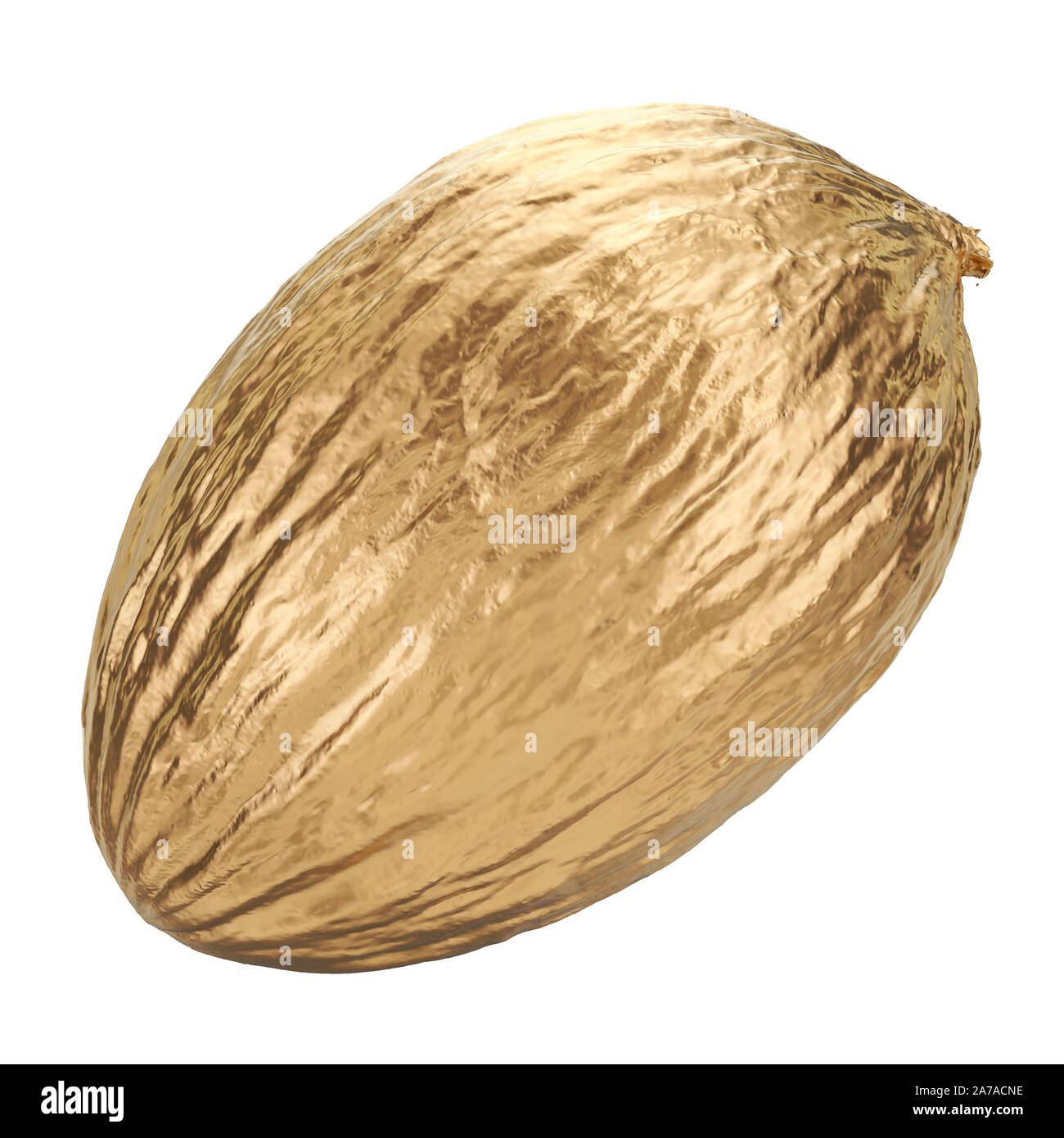 Goldene Weihnachten Melone, 3D-Rendering auf weißem Hintergrund Stockfoto