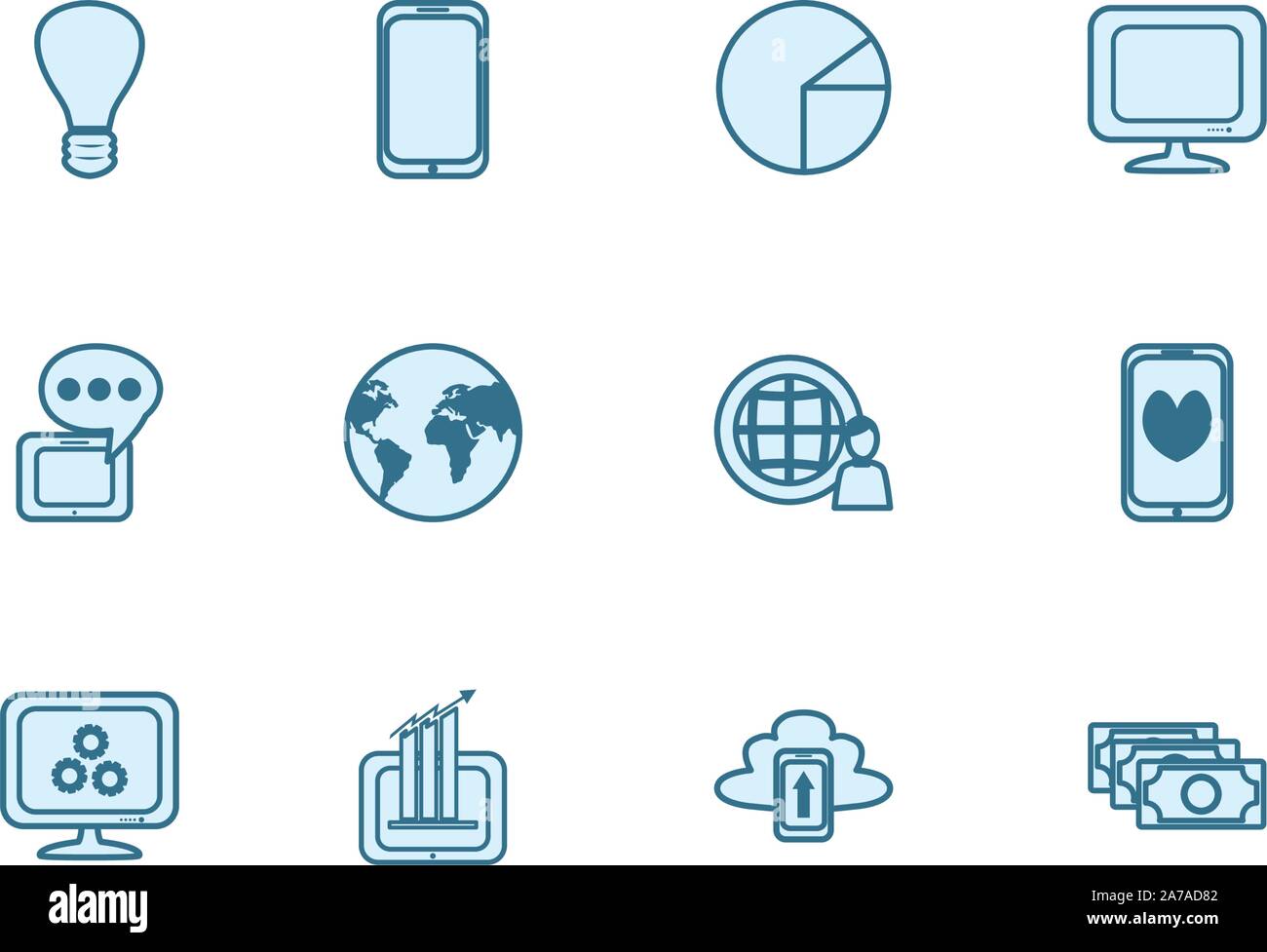 Soziale Medien und Technologie icon Pack Set, Hochwertige Sorte Symbole Vector Illustration Stock Vektor