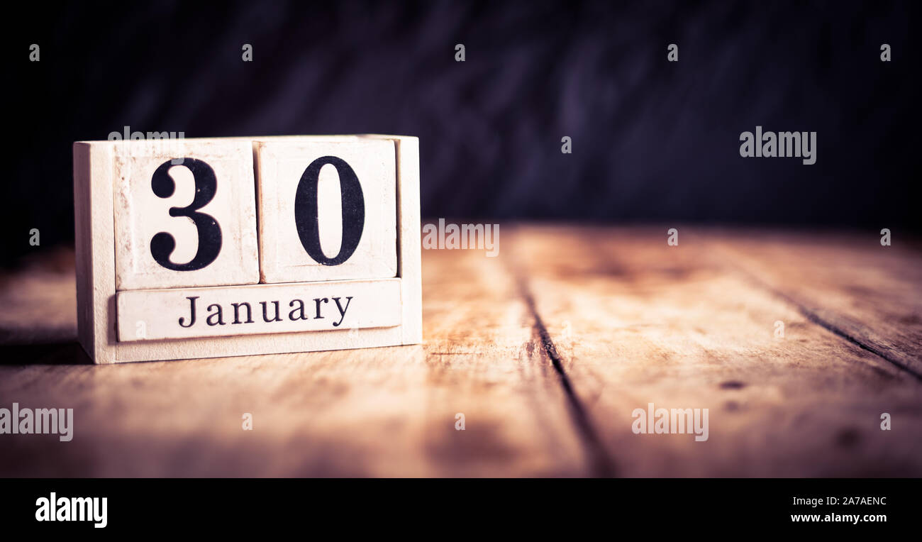 30. Januar, 30. Januar, 30. Januar, Kalender Monat - Datum oder ein Jubiläum oder Geburtstag Stockfoto