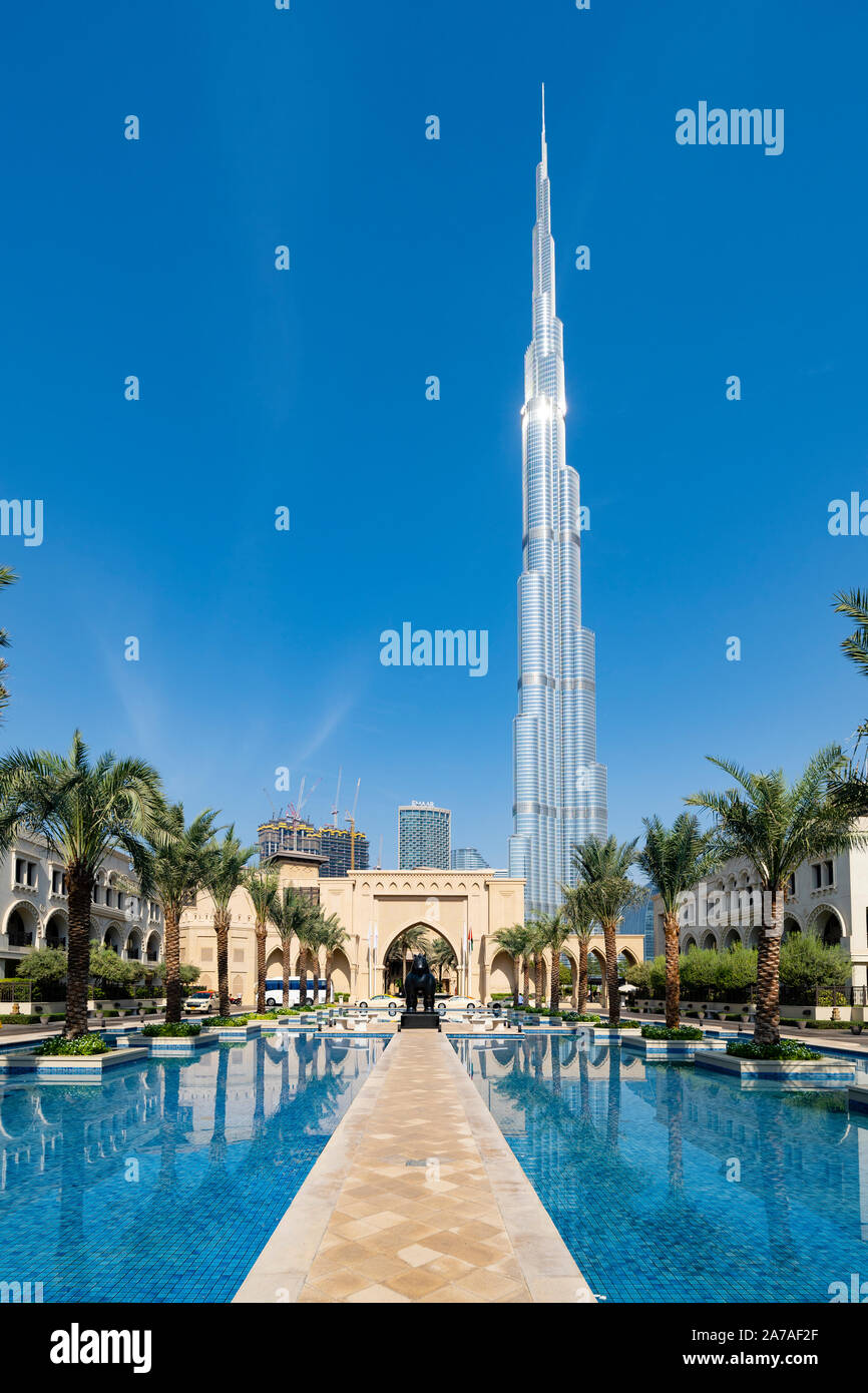 Ansicht des Burj Dubai Wolkenkratzer in der Innenstadt von Dubai, Vereinigte Arabische Emirate Stockfoto