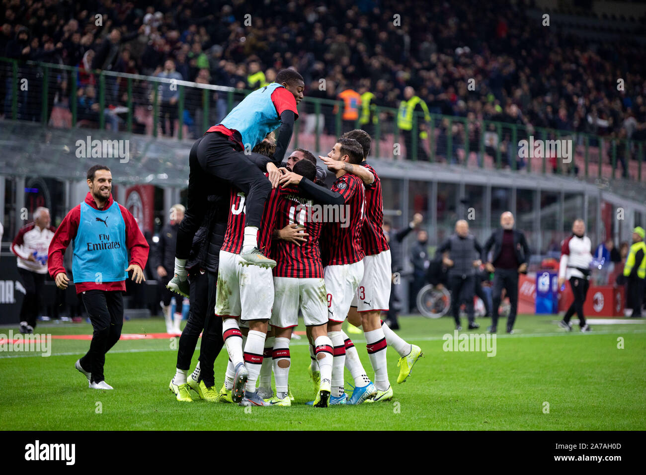Mailand, Italien. 31 Okt, 2019. Mailand happinessduring AC Mailand vs Spal, italienische Fußball Serie A Männer Meisterschaft in Mailand, Italien, 31. Oktober 2019 - LPS/Francesco Scaccianoce Credit: Francesco Scaccianoce/LPS/ZUMA Draht/Alamy leben Nachrichten Stockfoto