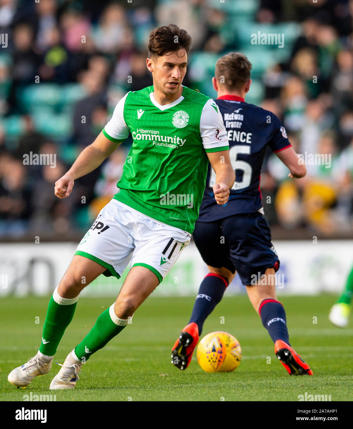 Ladbrokes schottischen Premiereship - Hibernian v Ross County. Easter Road Stadium, Edinburgh, Midlothian, Großbritannien. 26.10.2019. Bild zeigt: Hibs 'Links winger, Stockfoto