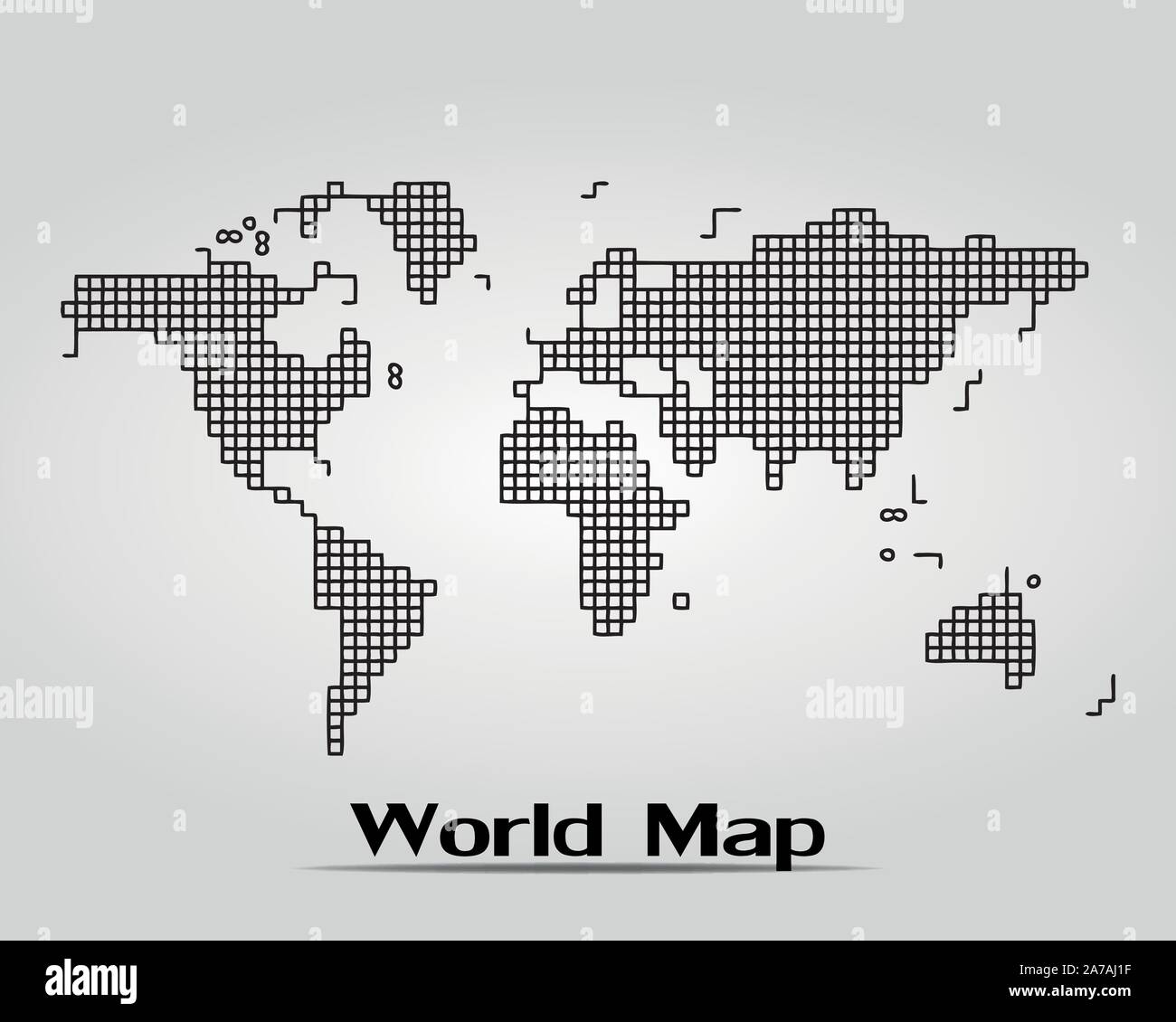 Abstrakte schwarze Welt Karte als Gitter-Vector Illustration. Stock Vektor
