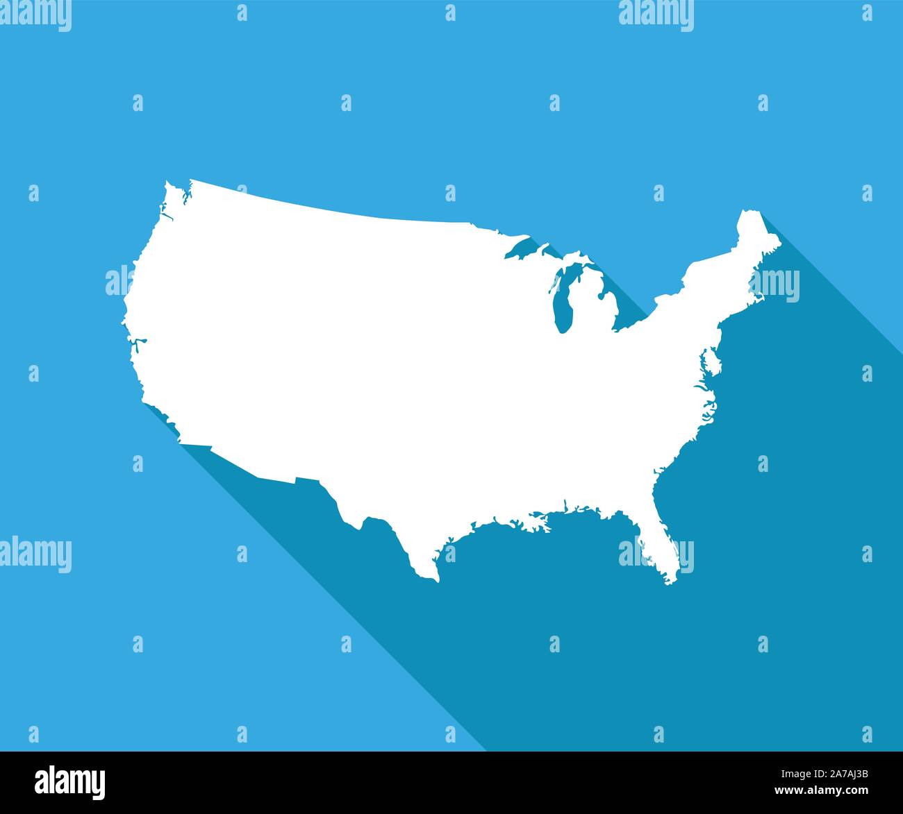 Weiß USA-Karte auf blauem Hintergrund-Vector Illustration. Einfache flache Karte - United States. Stock Vektor