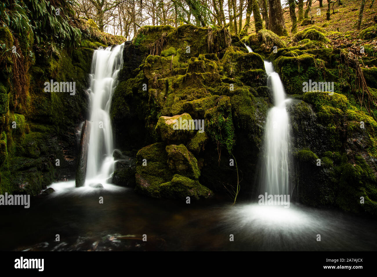 Hidden Falls, Dart Valley Nature Reserve, Dartmoor, Devon Stockfoto